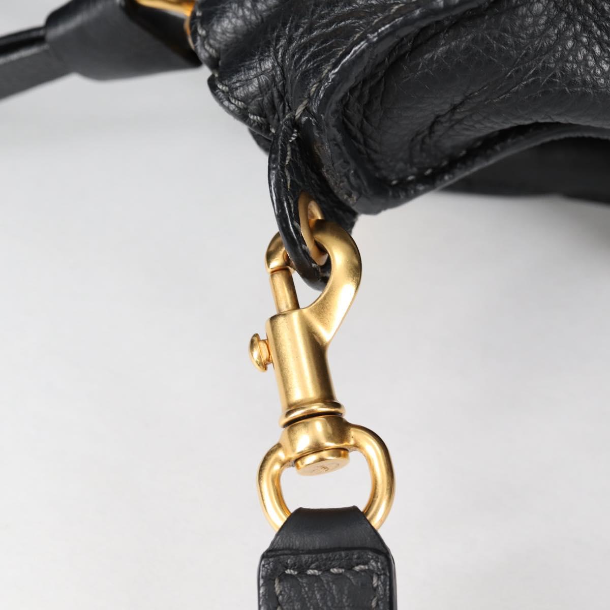 Chloe Mercy Hand Bag Leather 2way Black Gold Auth am8946V