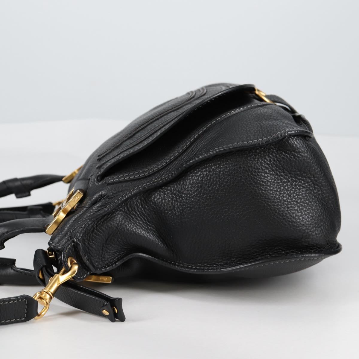 Chloe Mercy Hand Bag Leather 2way Black Gold Auth am8946V
