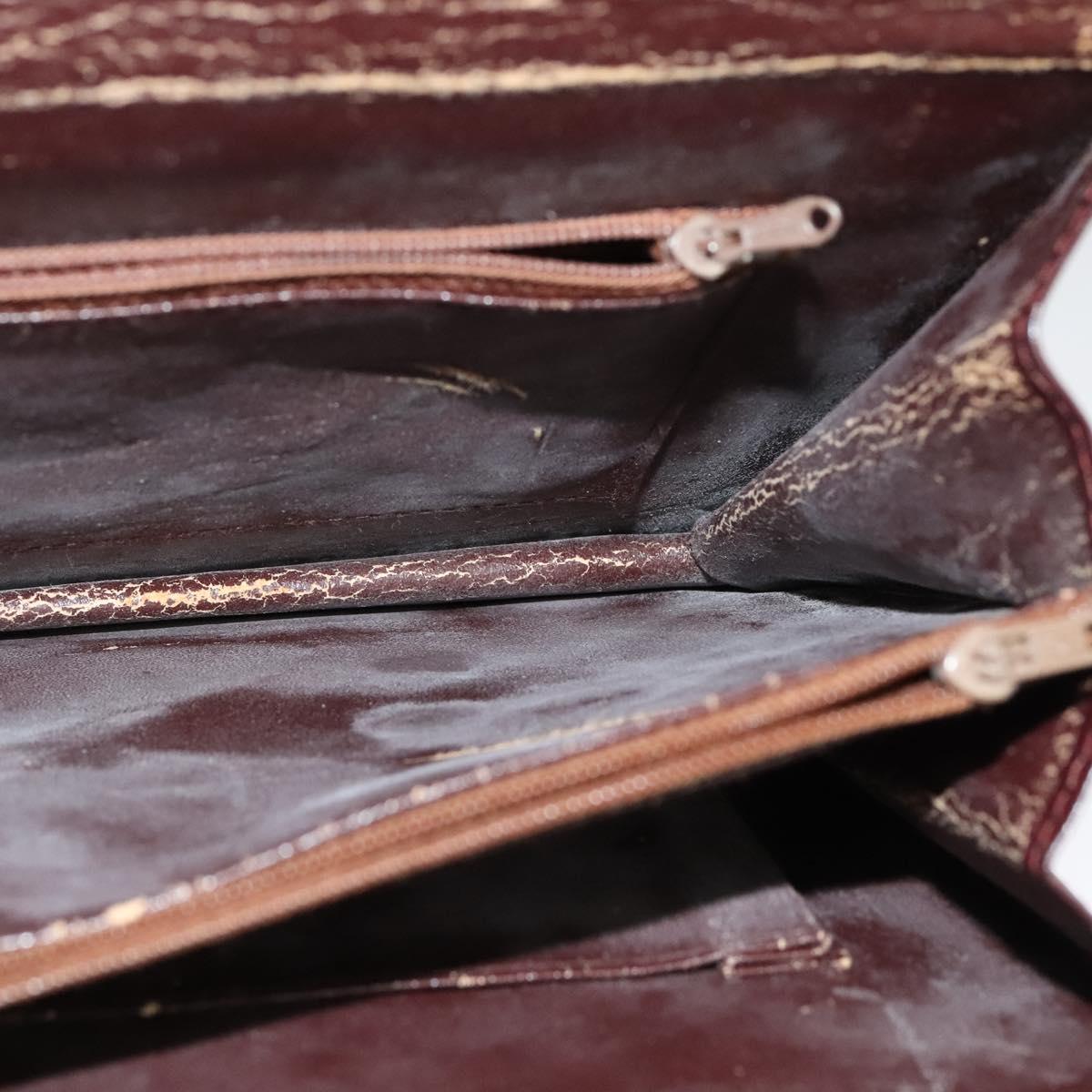 Christian Dior Shoulder Bag Leather Bordeaux Gold Auth am8952
