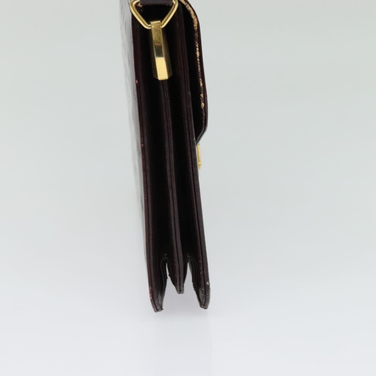 Christian Dior Shoulder Bag Leather Bordeaux Gold Auth am8952