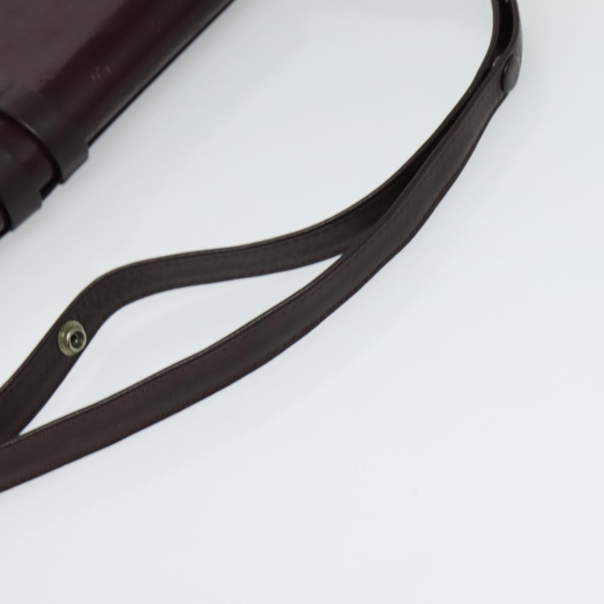 Christian Dior Shoulder Bag Leather Bordeaux Gold Auth am8952