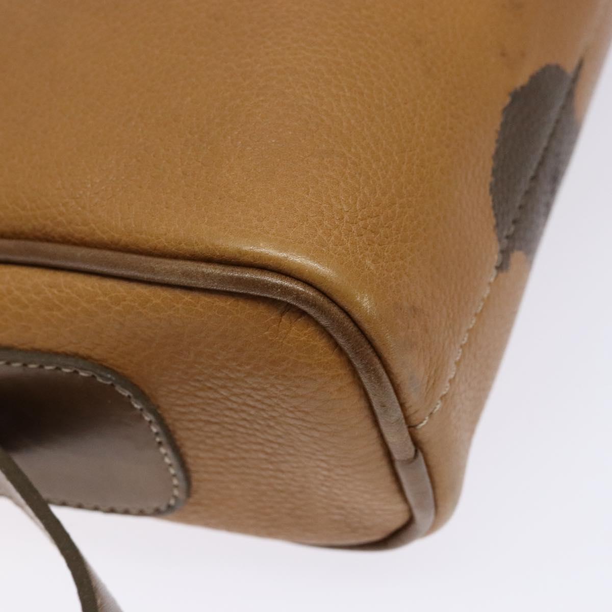 LOEWE Shoulder Bag Leather Brown Gold Auth am8960