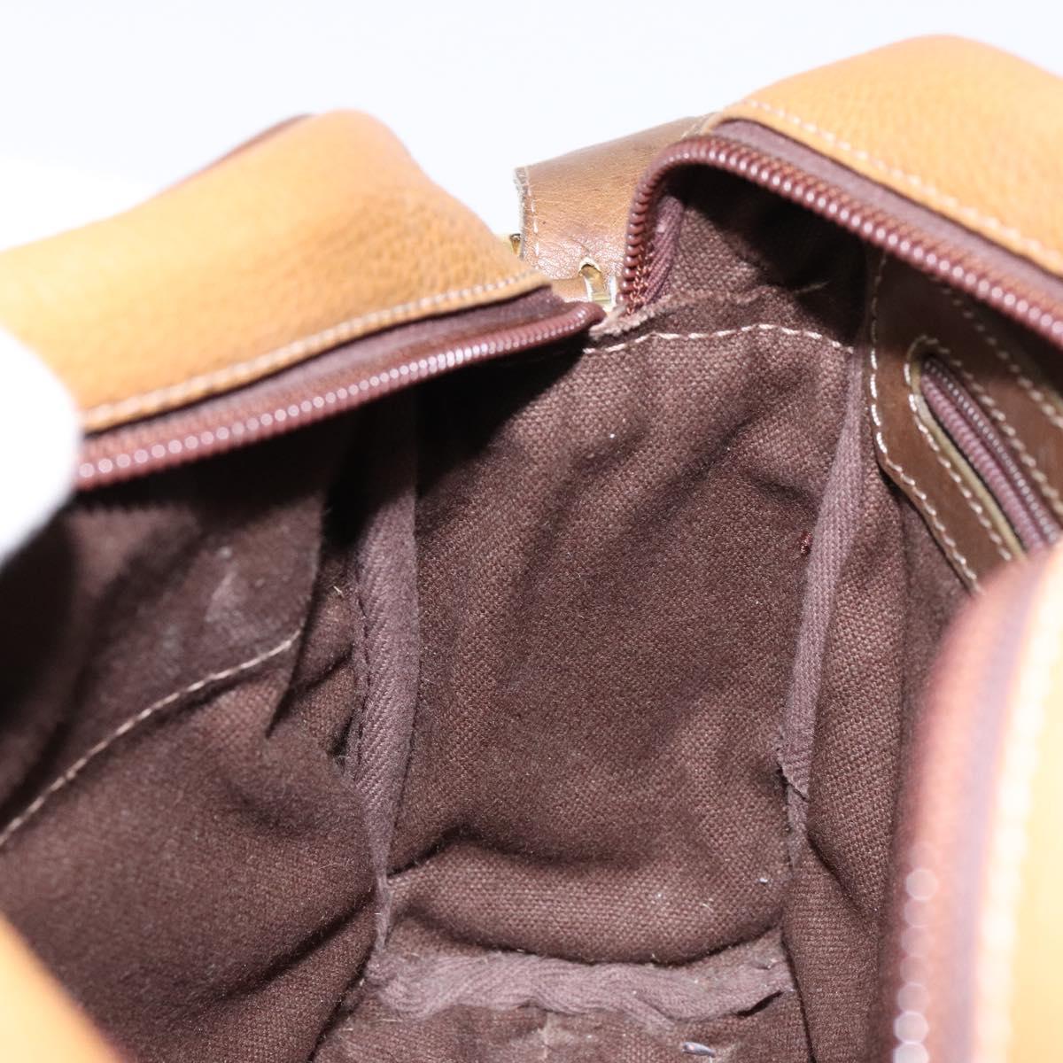 LOEWE Shoulder Bag Leather Brown Gold Auth am8960