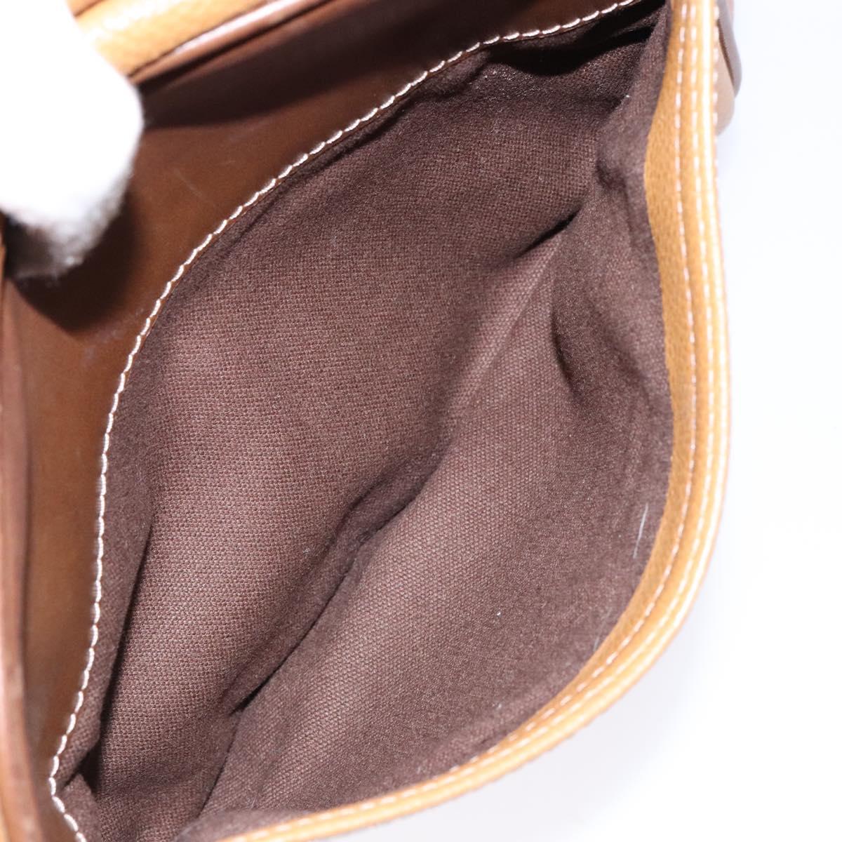 LOEWE Shoulder Bag Leather Brown Gold Auth am8960
