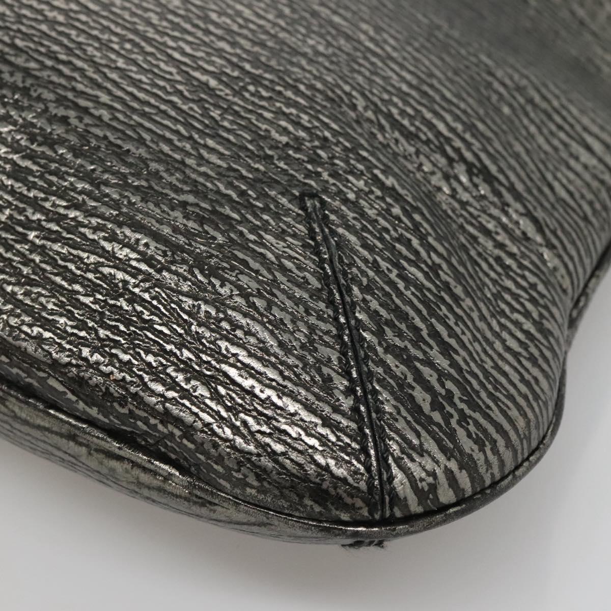 SAINT LAURENT Metropolis Shoulder Bag Leather Silver Auth am8965