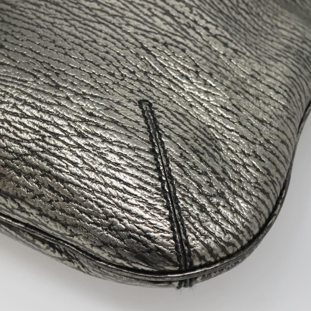 SAINT LAURENT Metropolis Shoulder Bag Leather Silver Auth am8965