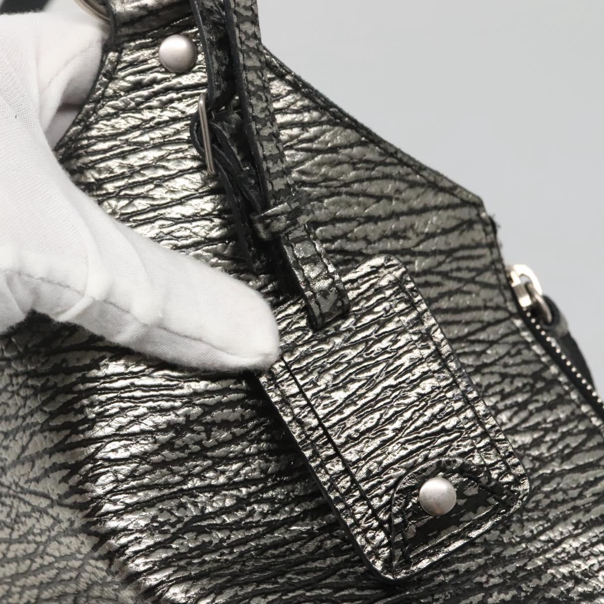 SAINT LAURENT Metropolis Shoulder Bag Leather Silver Auth am8965