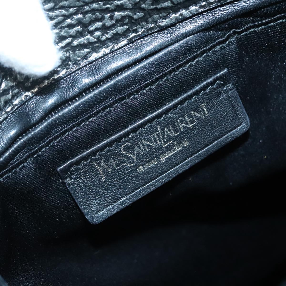 SAINT LAURENT Metropolis Shoulder Bag Leather Silver Auth am8965