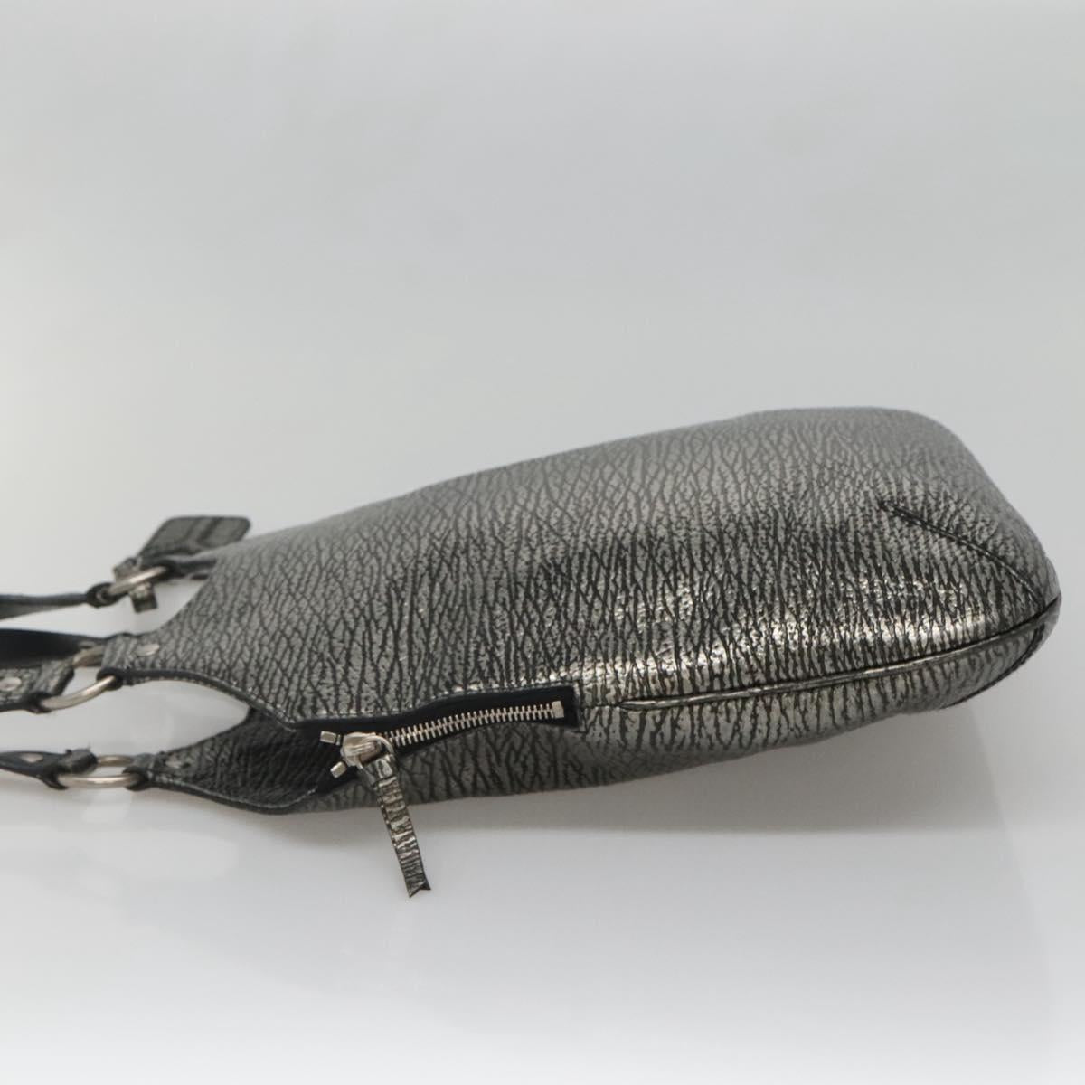 SAINT LAURENT Metropolis Shoulder Bag Leather Silver Auth am8965