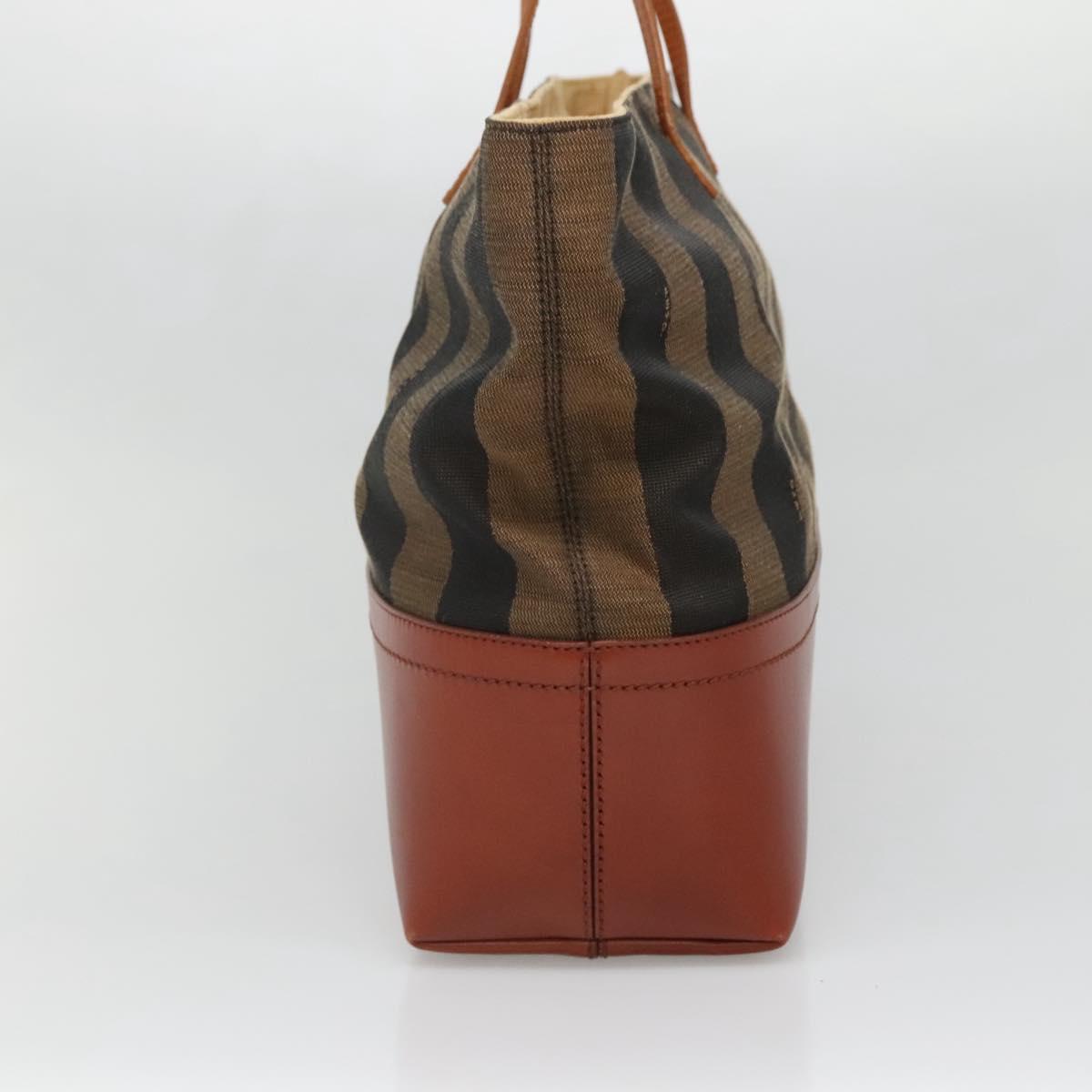 FENDI Pecan Canvas Tote Bag Black Brown Auth am8966