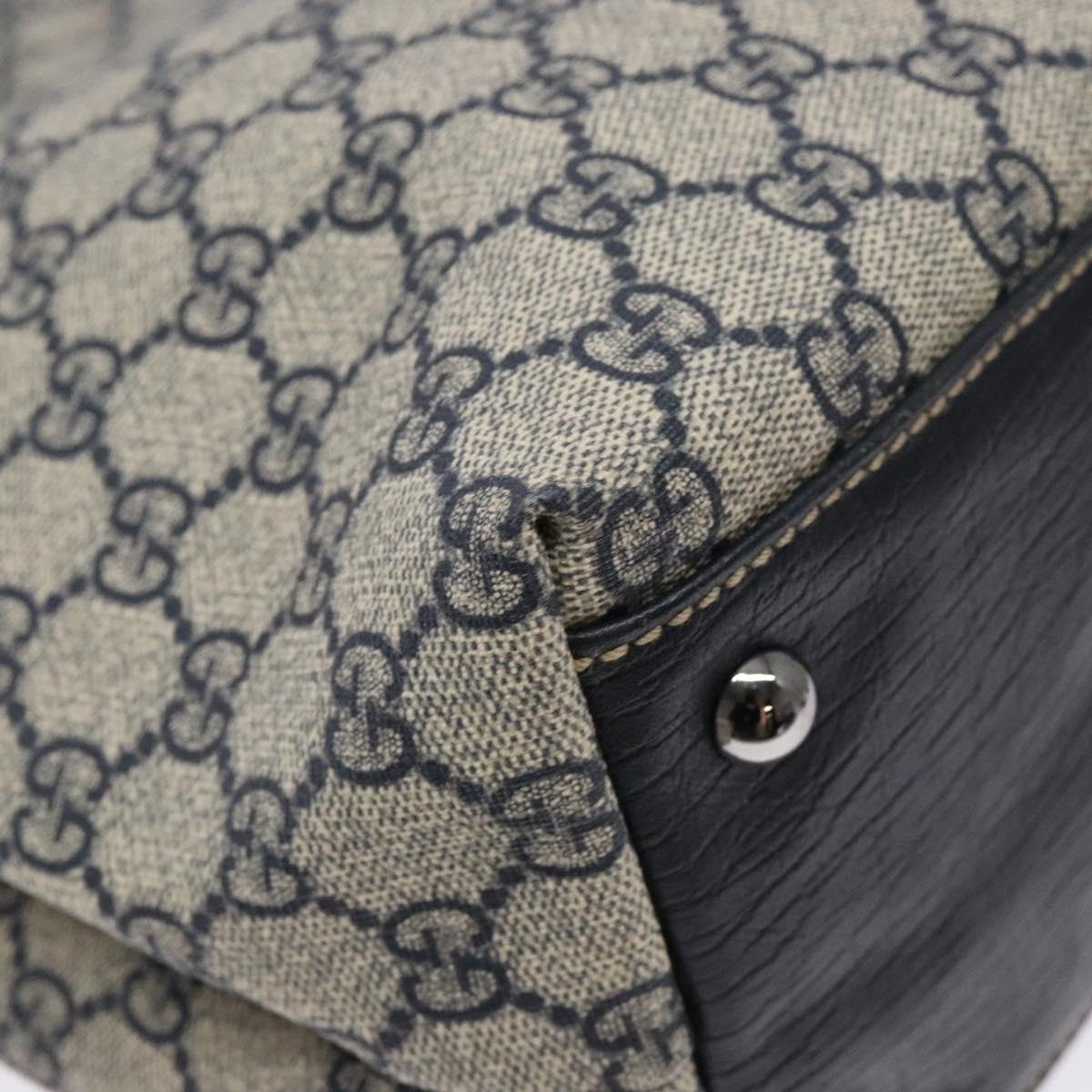 GUCCI GG Supreme Tote Bag PVC Navy Silver 131220 Auth am8978