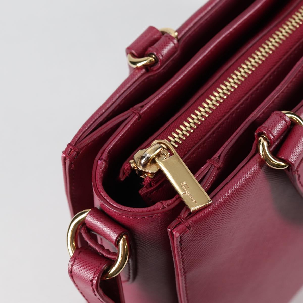 Salvatore Ferragamo Vala Hand Bag Leather 2way Purple Gold Auth am8981V