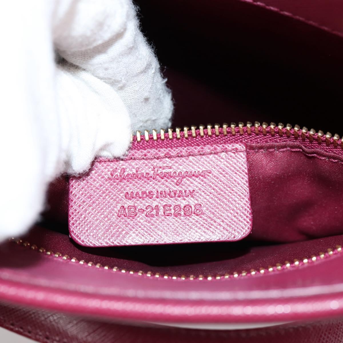 Salvatore Ferragamo Vala Hand Bag Leather 2way Purple Gold Auth am8981V