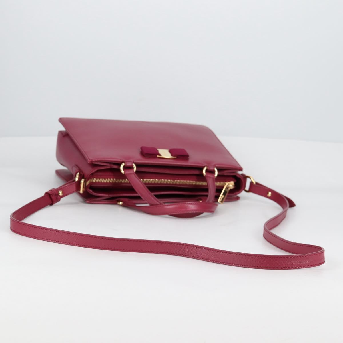 Salvatore Ferragamo Vala Hand Bag Leather 2way Purple Gold Auth am8981V