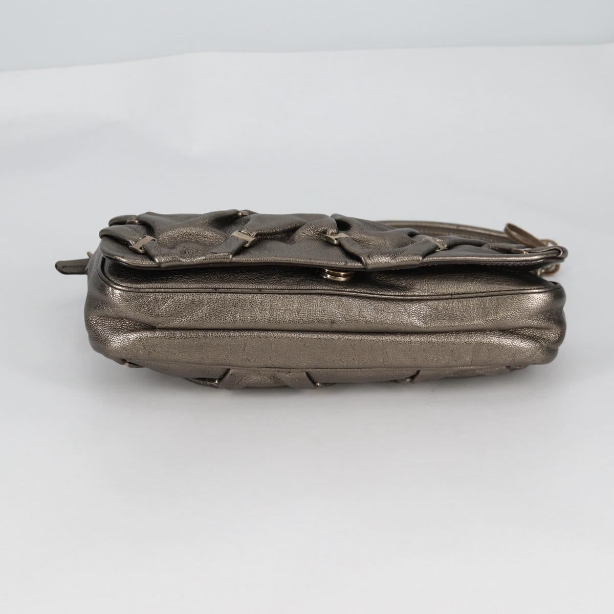 Salvatore Ferragamo Vala Shoulder Bag Leather Silver Auth am8982V