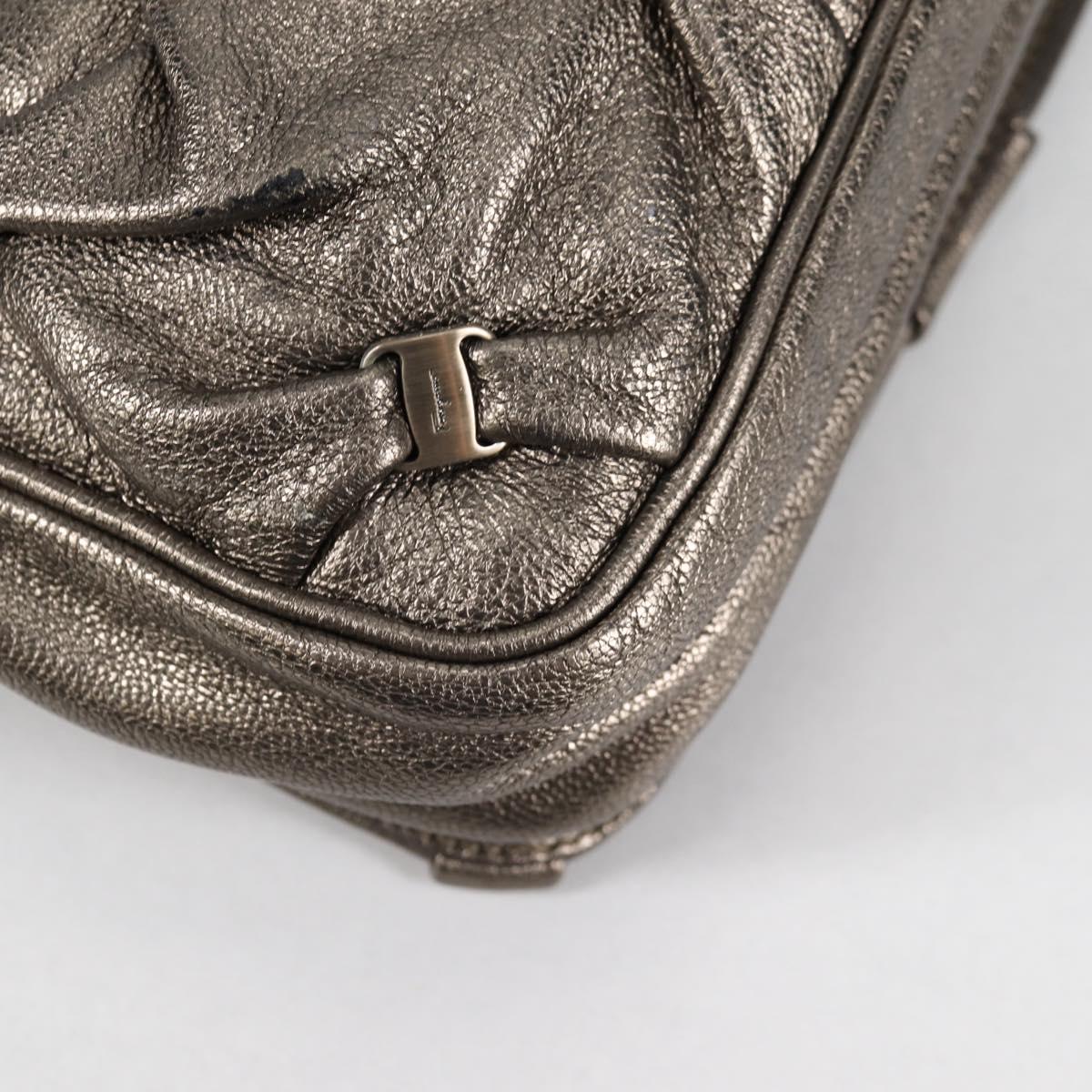 Salvatore Ferragamo Vala Shoulder Bag Leather Silver Auth am8982V