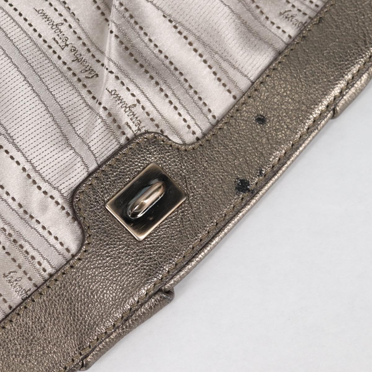 Salvatore Ferragamo Vala Shoulder Bag Leather Silver Auth am8982V