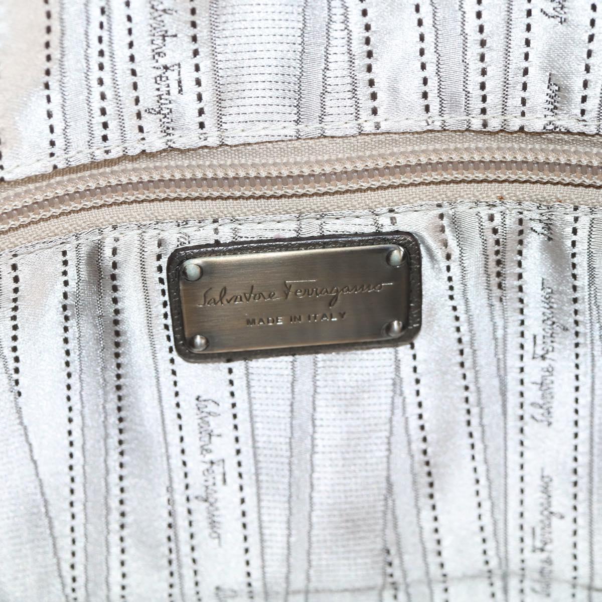 Salvatore Ferragamo Vala Shoulder Bag Leather Silver Auth am8982V