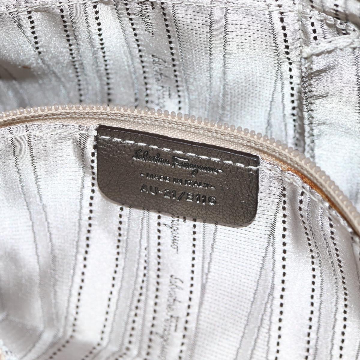 Salvatore Ferragamo Vala Shoulder Bag Leather Silver Auth am8982V