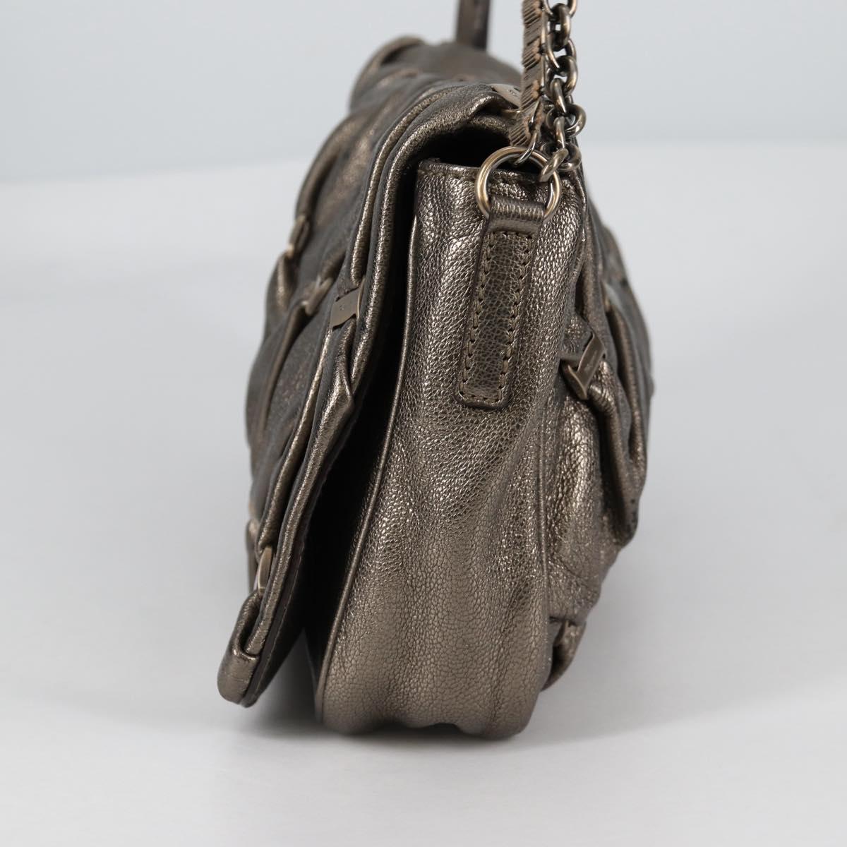 Salvatore Ferragamo Vala Shoulder Bag Leather Silver Auth am8982V