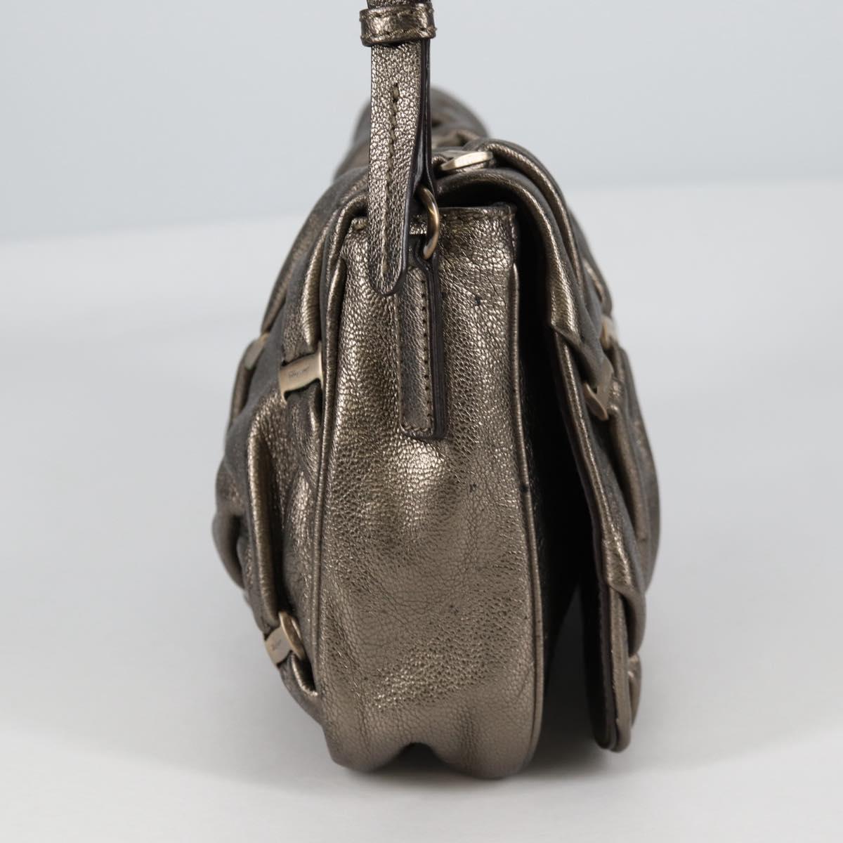 Salvatore Ferragamo Vala Shoulder Bag Leather Silver Auth am8982V