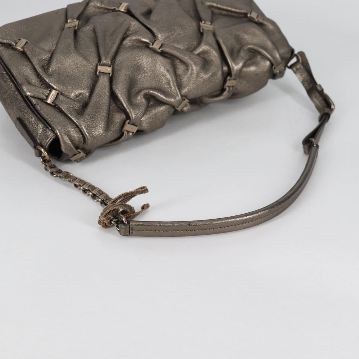 Salvatore Ferragamo Vala Shoulder Bag Leather Silver Auth am8982V