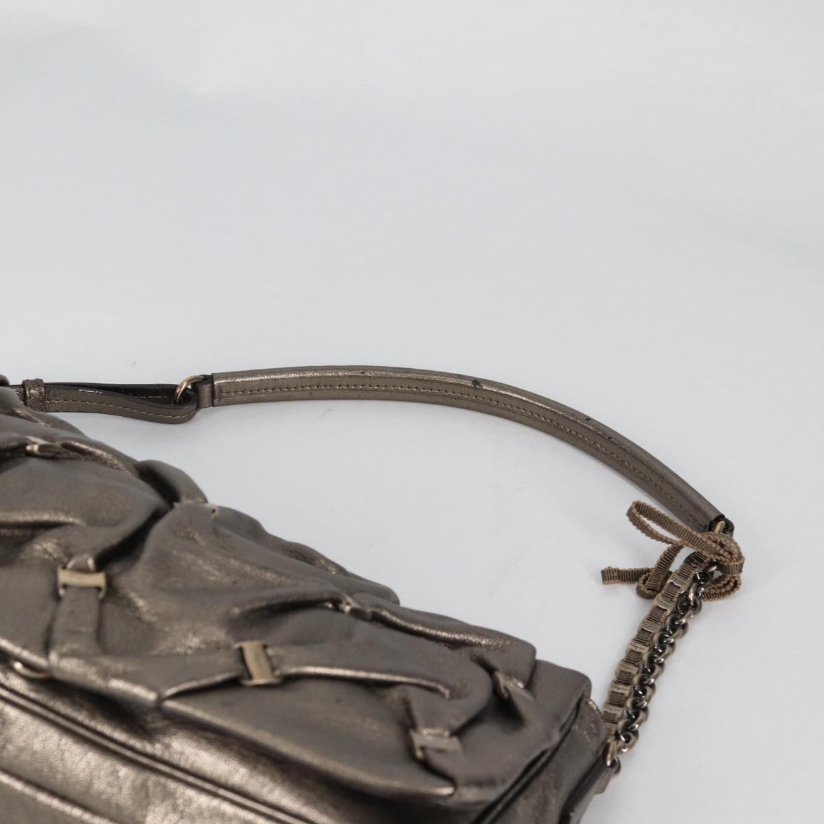 Salvatore Ferragamo Vala Shoulder Bag Leather Silver Auth am8982V