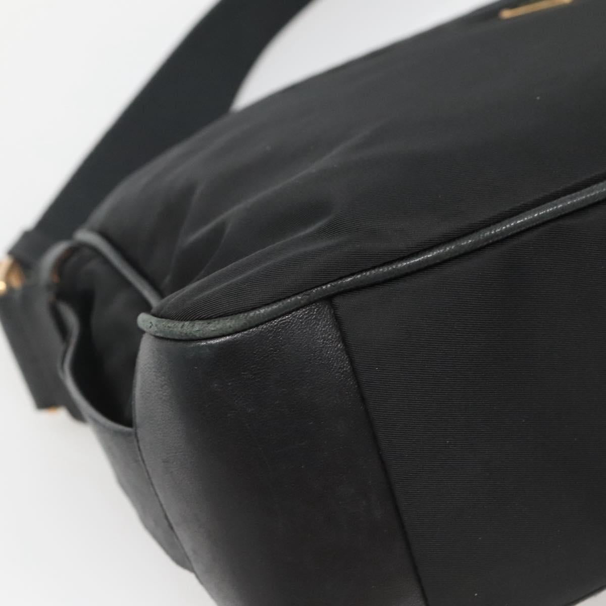 PRADA Shoulder Bag Nylon Leather Black Gold Auth am8984