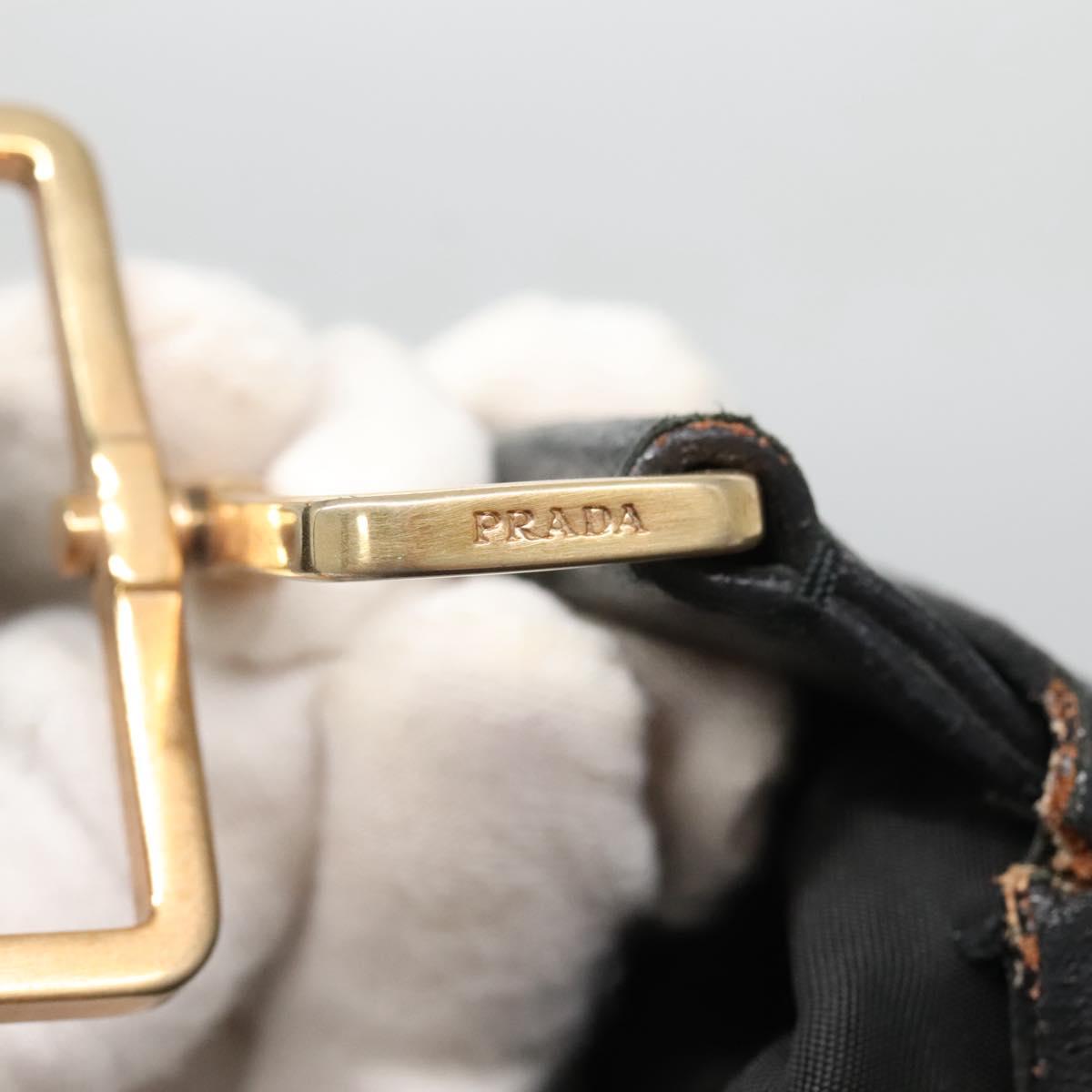 PRADA Shoulder Bag Nylon Leather Black Gold Auth am8984