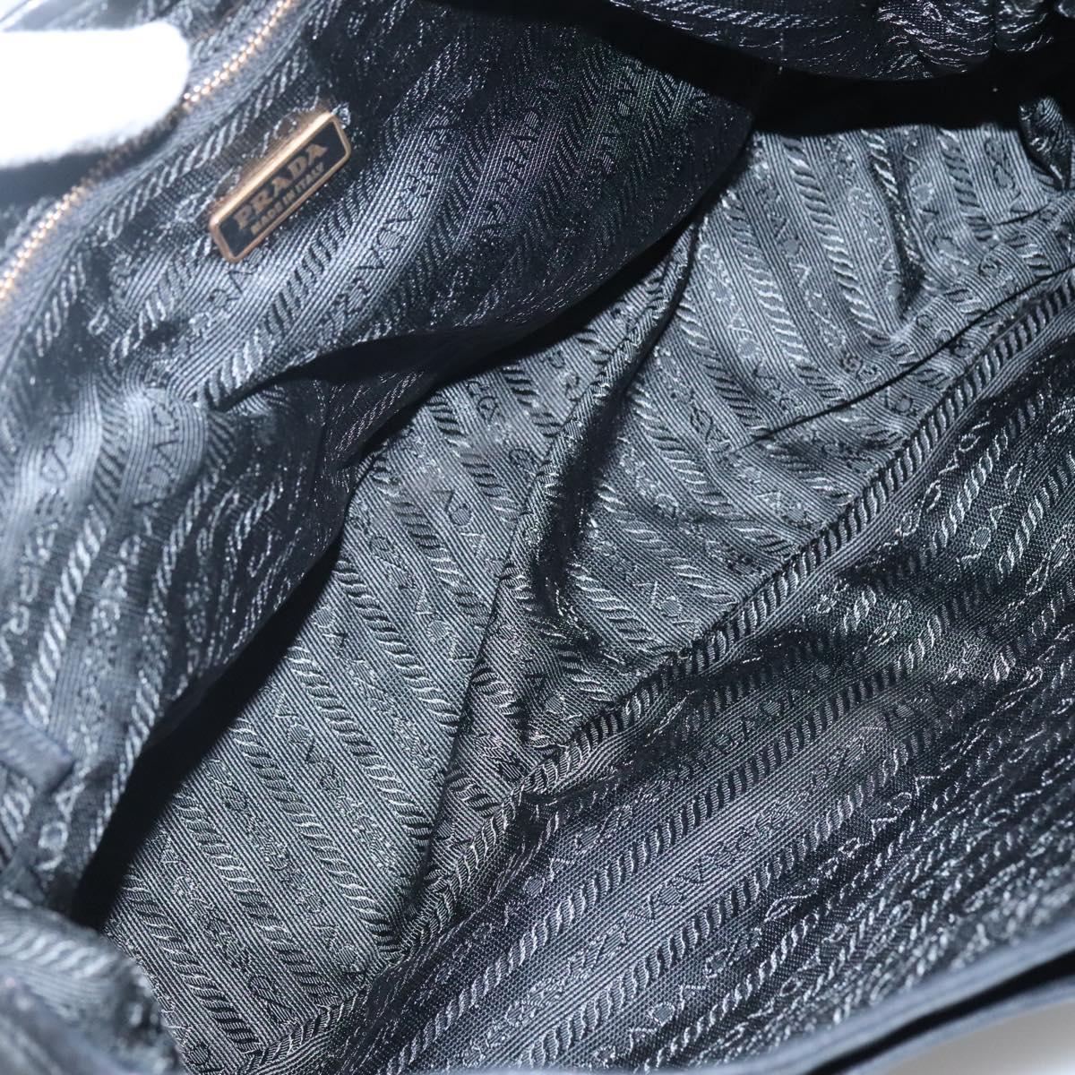 PRADA Shoulder Bag Nylon Leather Black Gold Auth am8984