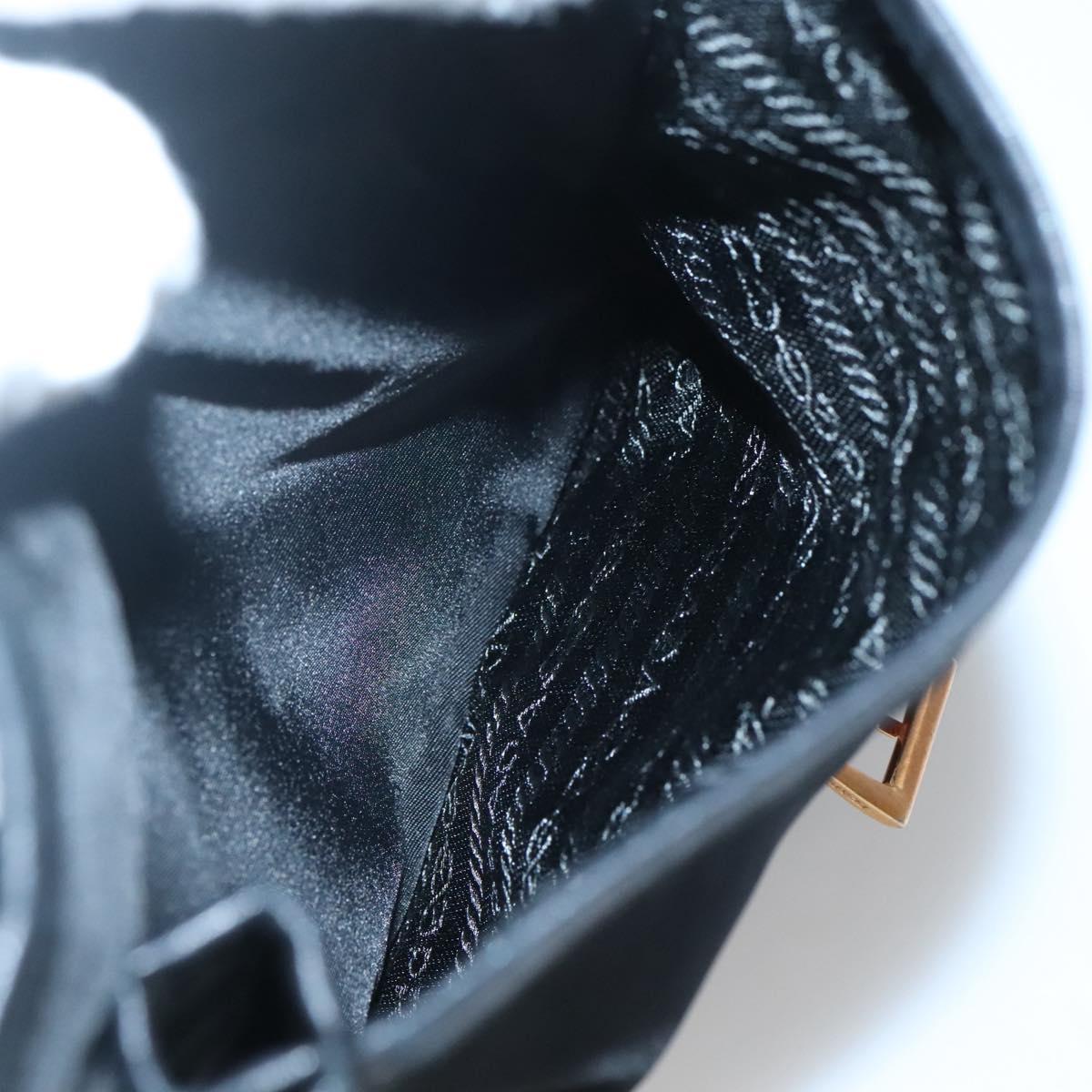 PRADA Shoulder Bag Nylon Leather Black Gold Auth am8984