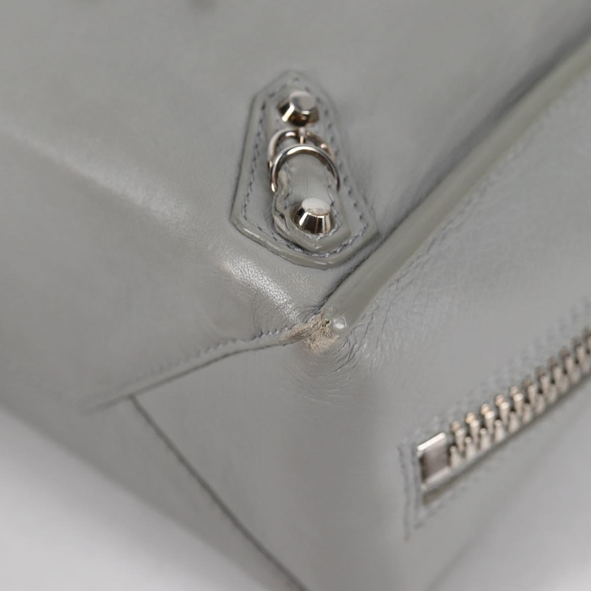 BALENCIAGA Paper Mini Hand Bag Leather 2way Gray Silver Auth am8990V
