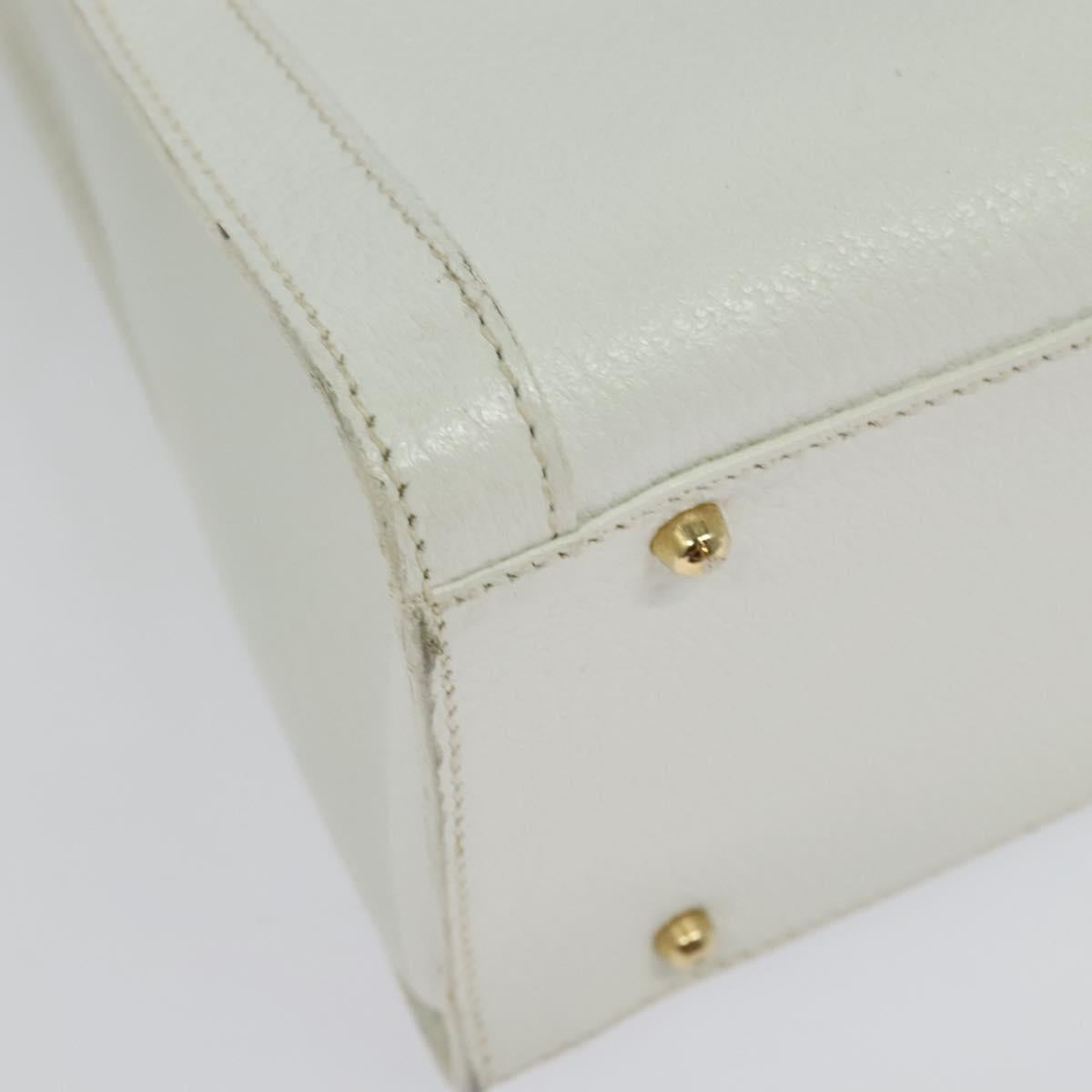 GUCCI Bamboo Hand Bag Leather White Gold 002 2865 0260 Auth am8992