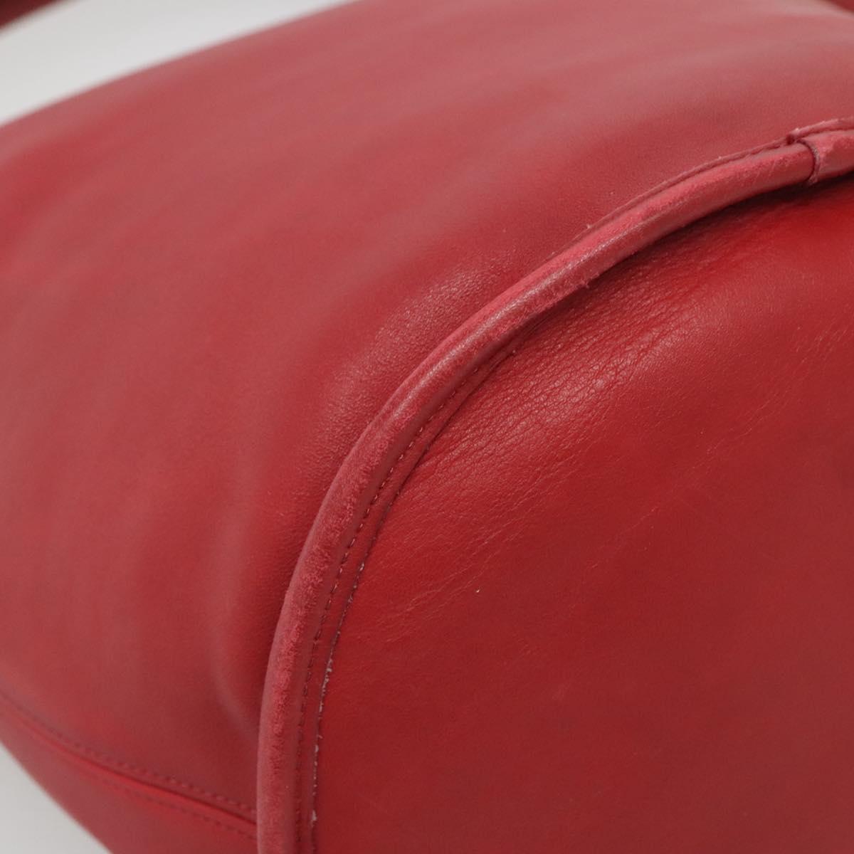 Coach Shoulder Bag Leather Red Gold Auth am8994