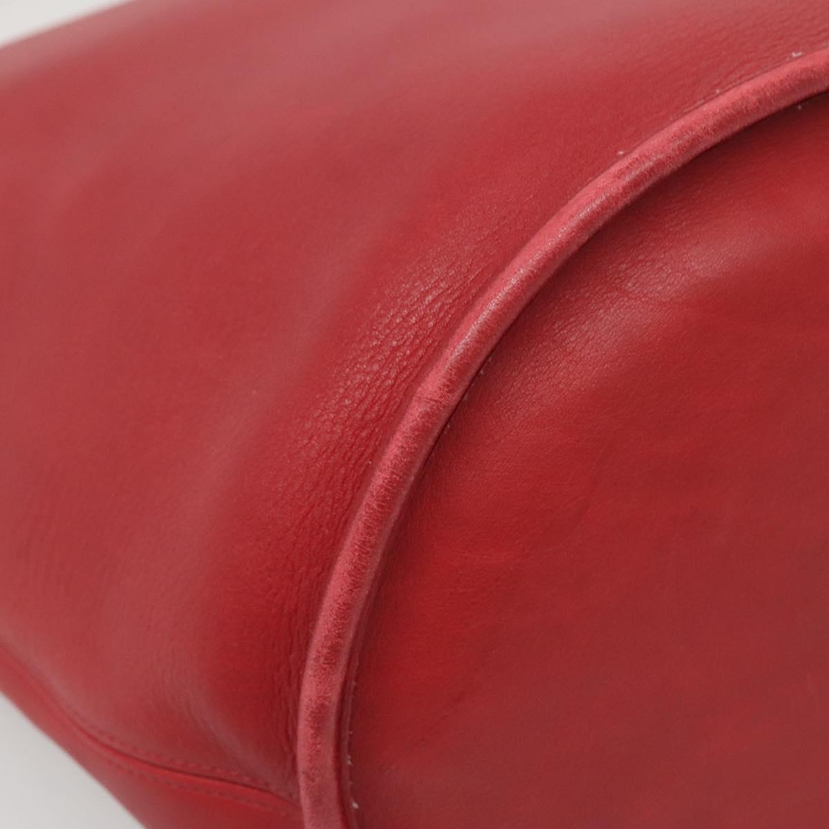 Coach Shoulder Bag Leather Red Gold Auth am8994