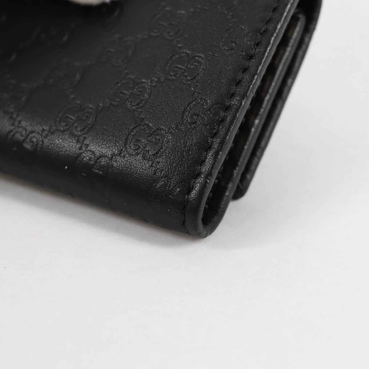 GUCCI GG Canvas Guccissima Key Case Leather Black Gold 268833 2184 Auth am9008V