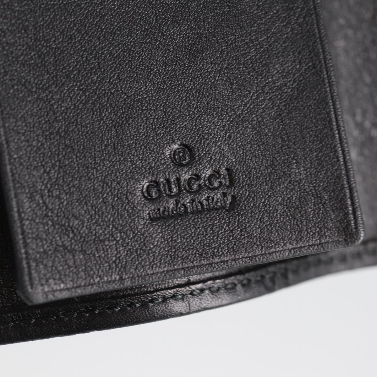 GUCCI GG Canvas Guccissima Key Case Leather Black Gold 268833 2184 Auth am9008V