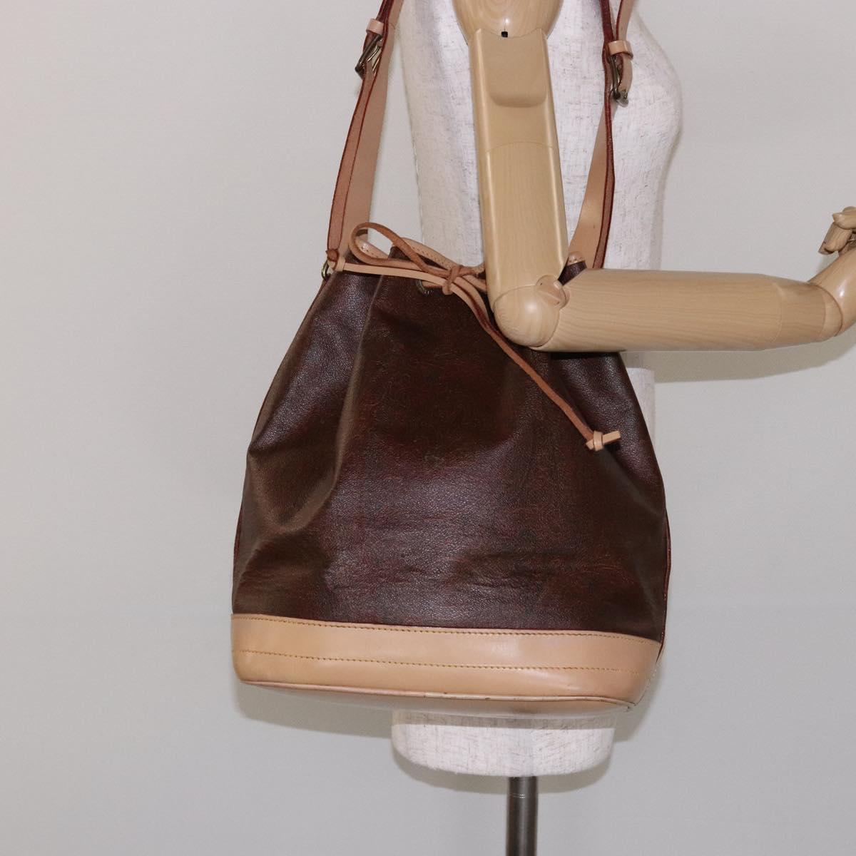 ETRO Paisley Shoulder Bag PVC Brown Gold Auth am9020