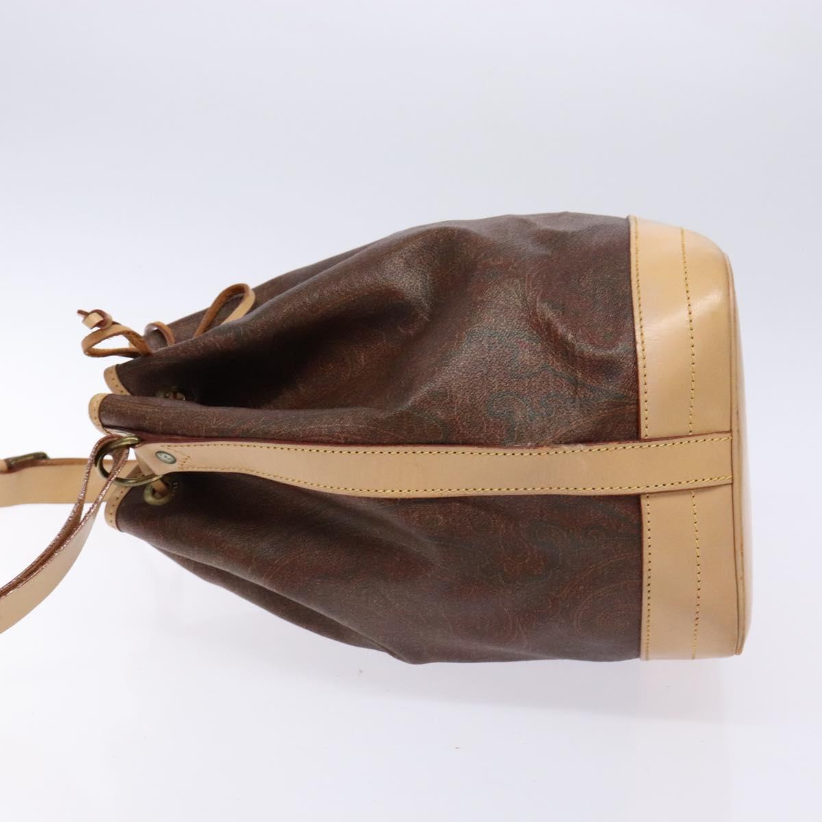 ETRO Paisley Shoulder Bag PVC Brown Gold Auth am9020