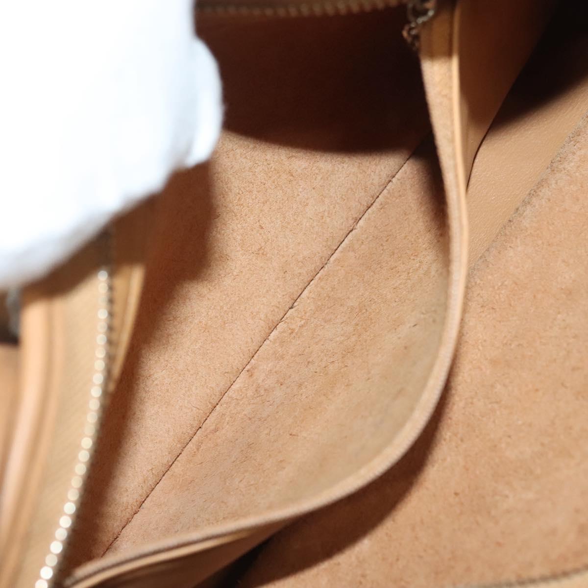 Coach Shoulder Bag Leather Beige Silver Auth am9021