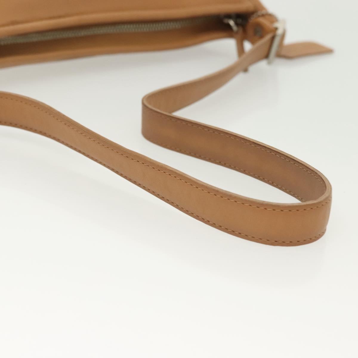 Coach Shoulder Bag Leather Beige Silver Auth am9021