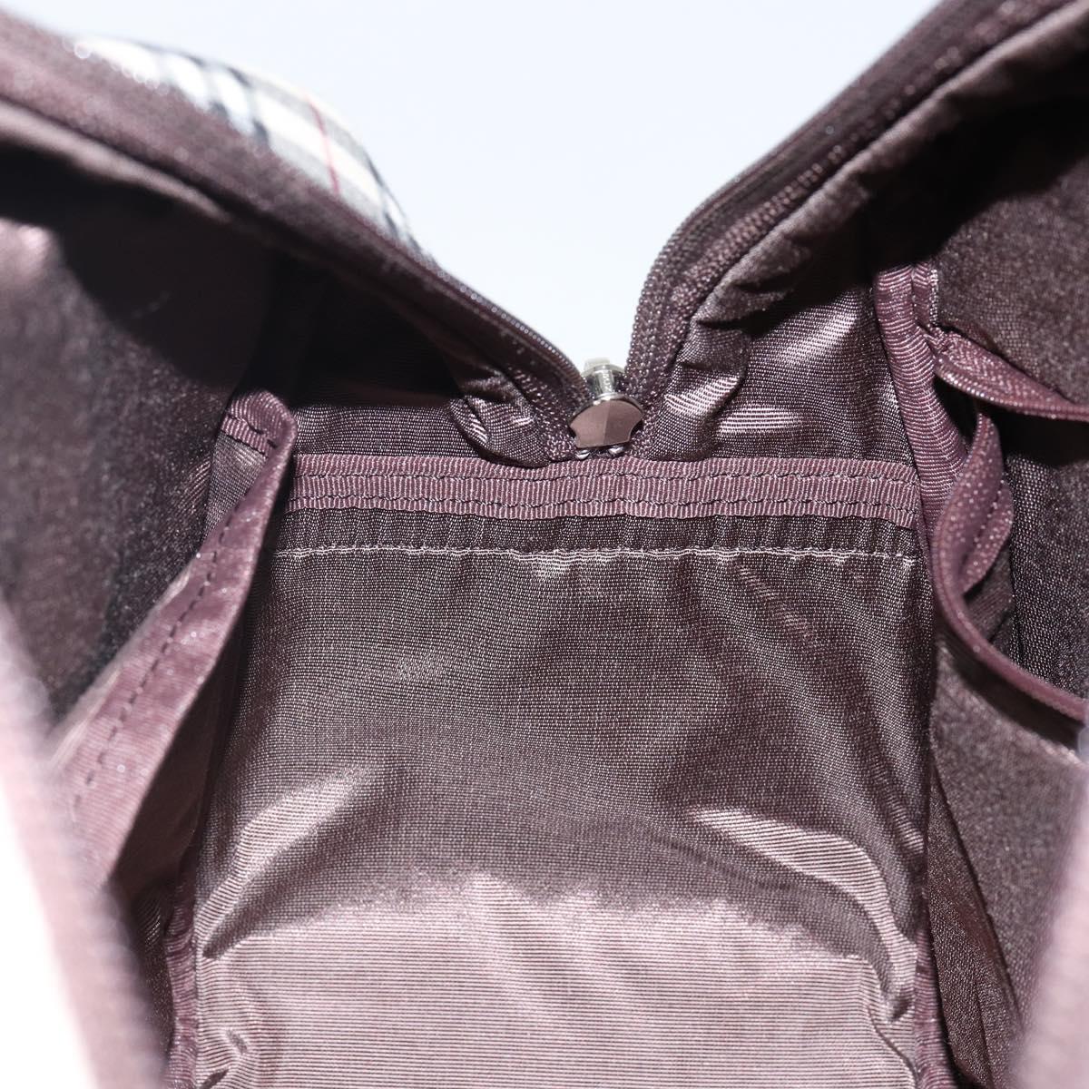 BURBERRY Nova Check Hand Bag Canvas Beige Silver Auth am9025V