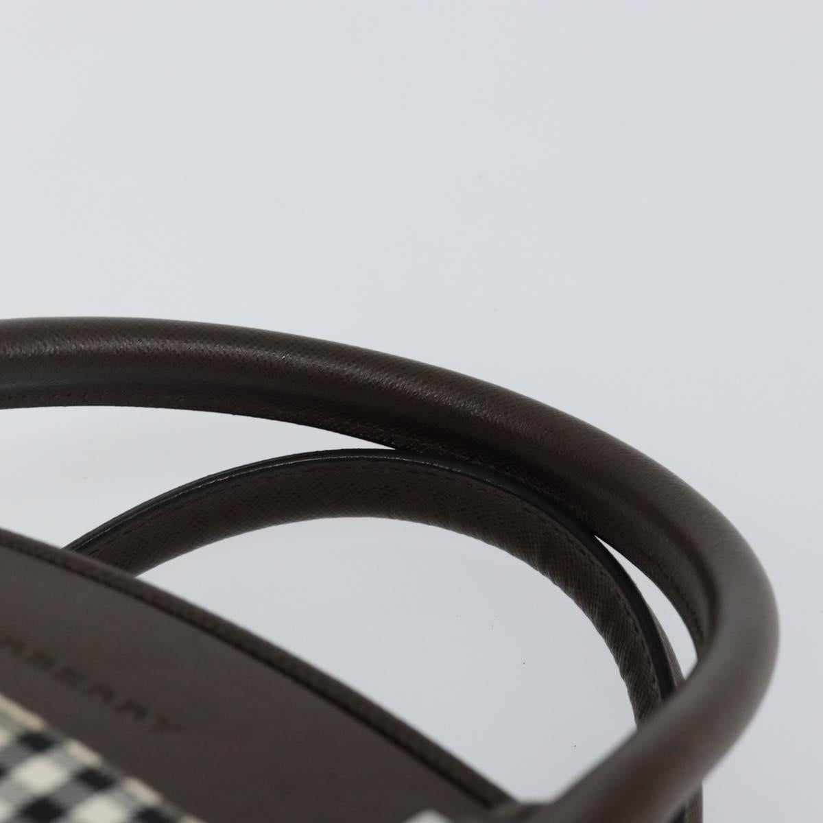 BURBERRY Nova Check Hand Bag Canvas Beige Silver Auth am9025V