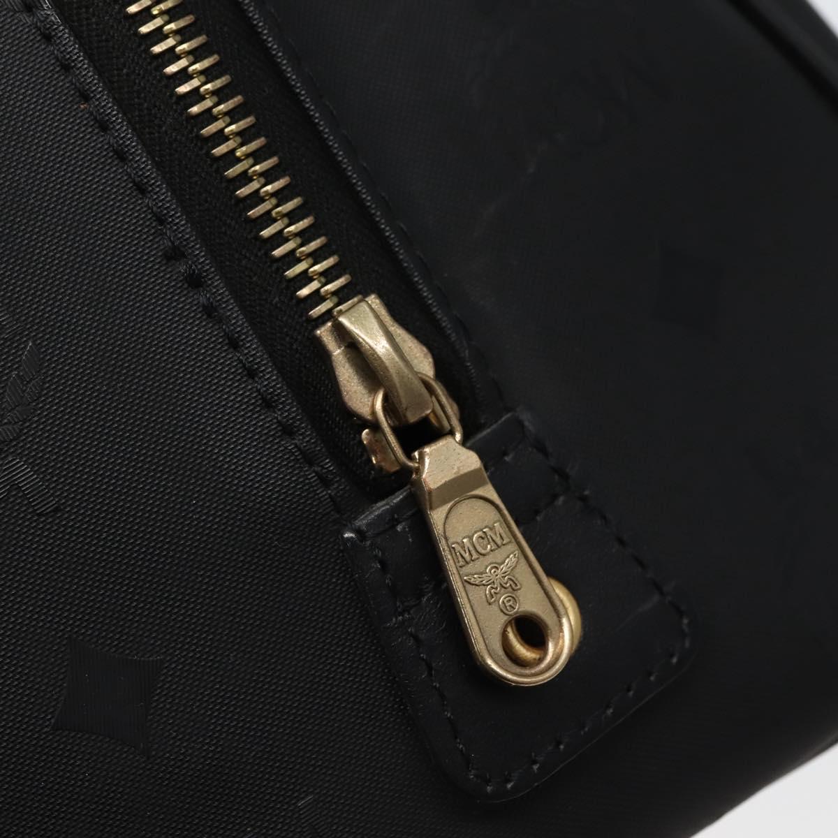 MCM Logogram Vicetos Boston Bag PVC Black Gold Auth am9026