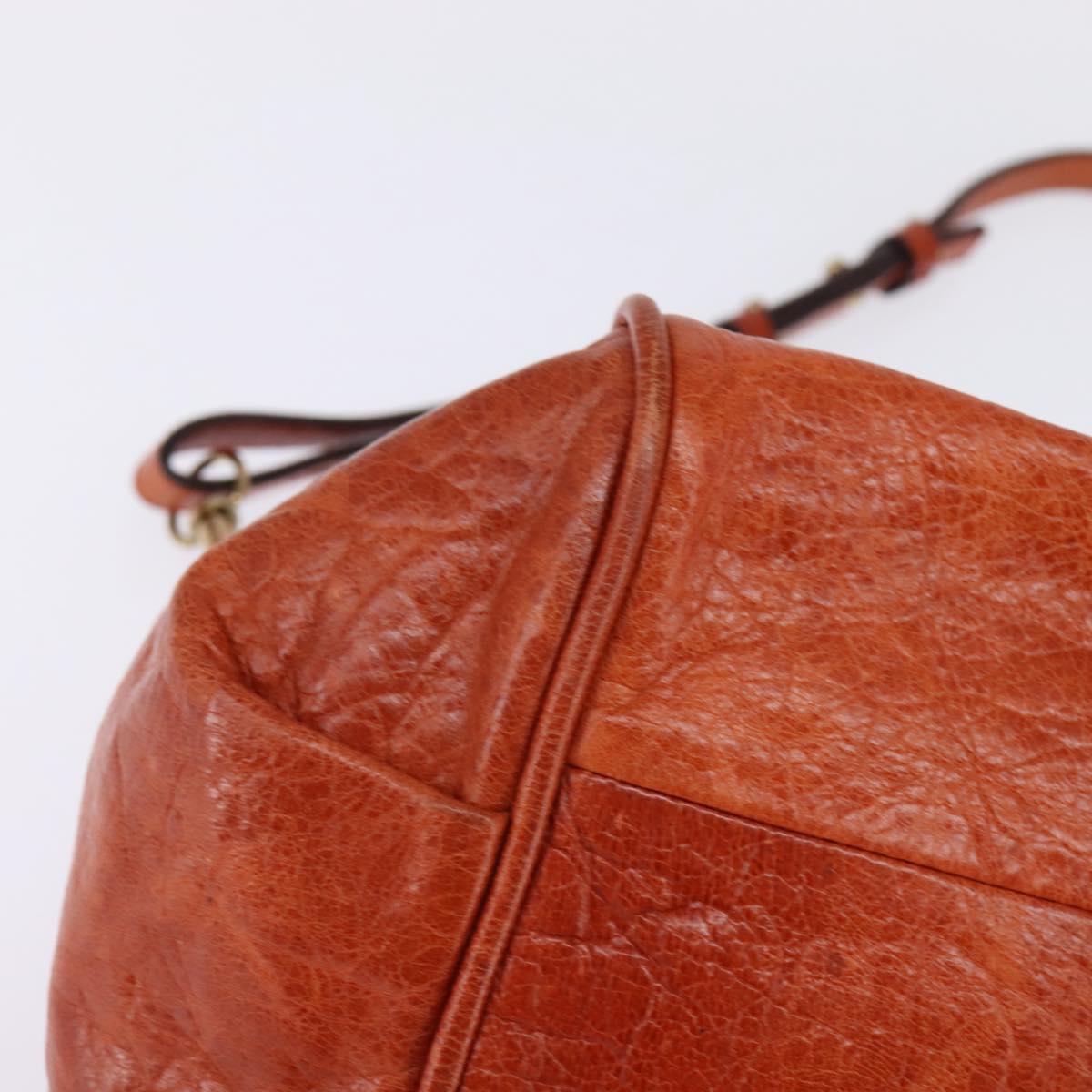 Chloe Etel Hand Bag Leather 2way Orange Gold Auth am9029