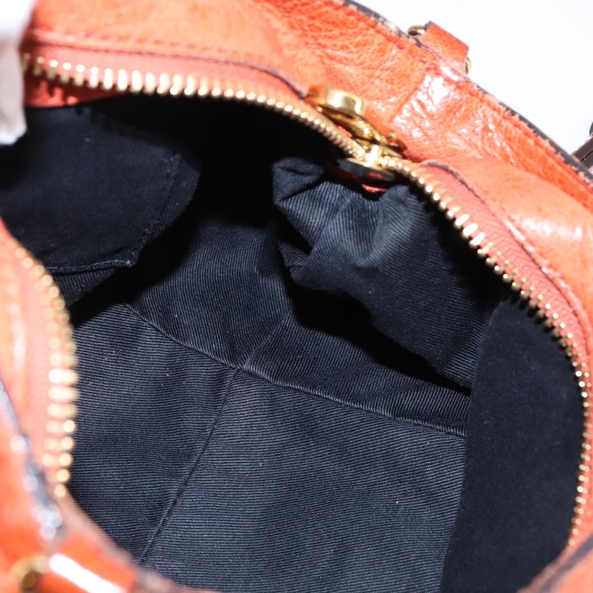 Chloe Etel Hand Bag Leather 2way Orange Gold Auth am9029