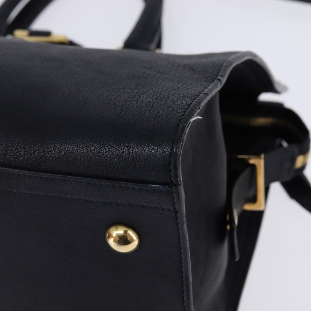 SAINT LAURENT Cavas Chic Hand Bag Leather 2way Black Gold Auth am9031