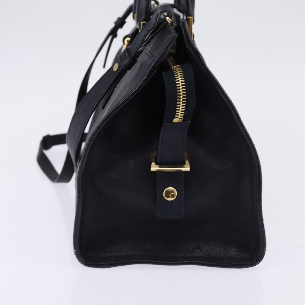 SAINT LAURENT Cavas Chic Hand Bag Leather 2way Black Gold Auth am9031