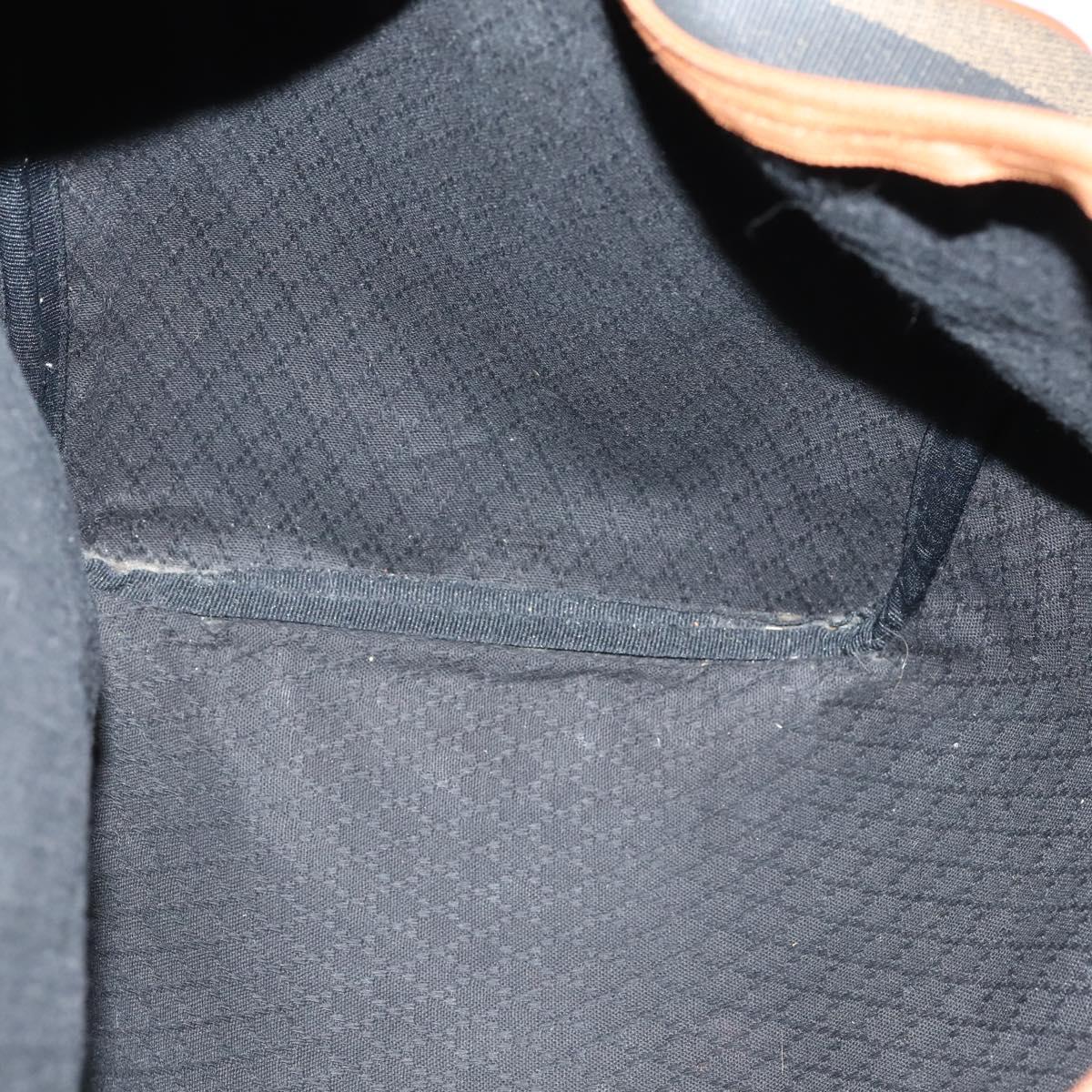 FENDI Pecan Canvas Boston Bag PVC 2way Black Brown gold Auth am9033