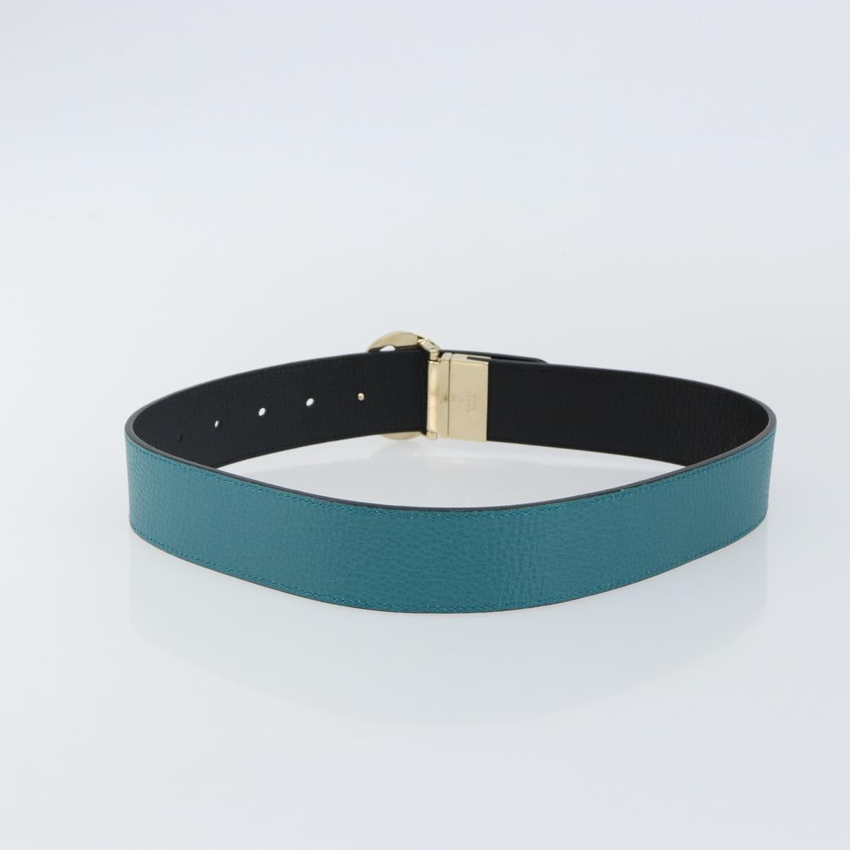 GUCCI Belt Leather Outlet Turquoise Blue Auth am9038